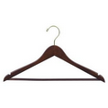 Flat Wooden Suit Hanger w/Bar (Walnut)
